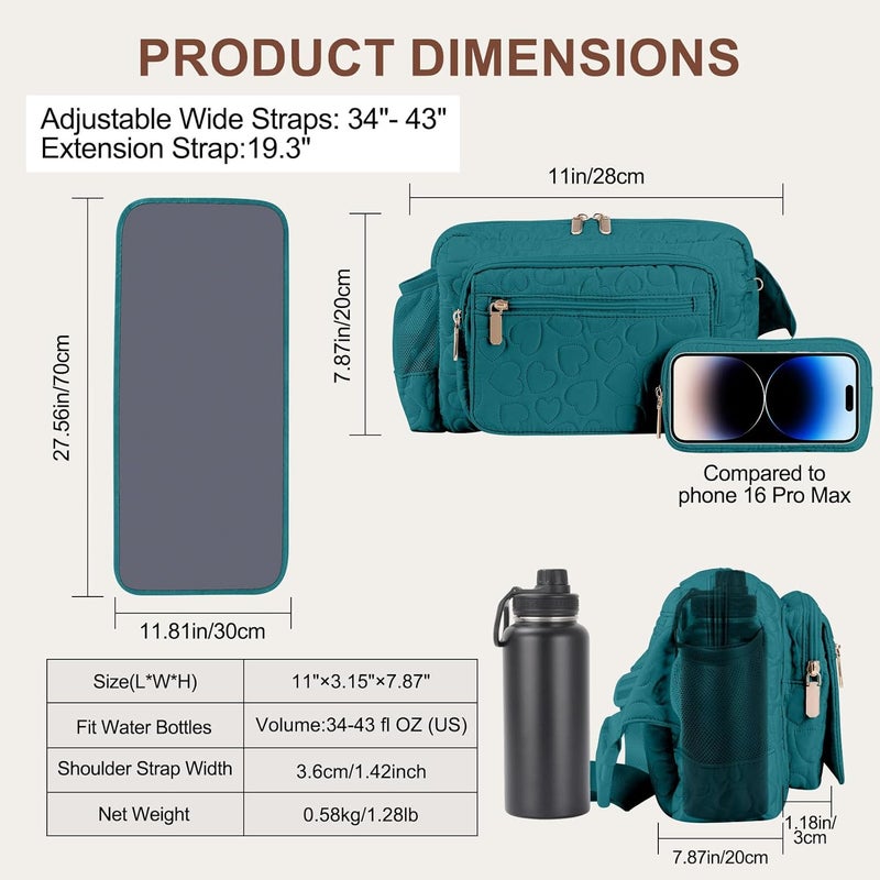 Rexmore Store Puffer Quilted Fanny Pack Diaper Bag for Mom - Women‘s Compact Crossbody Purse with Portable Changing Pad & Wipes Pouch, Travel & Quick Errand Baby Essentials Organizer (Dark Green) - Image 4